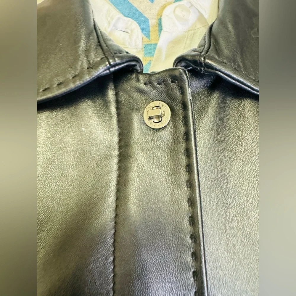 CALVIN KLEIN Leather Jacket women Size Large Full Zipper